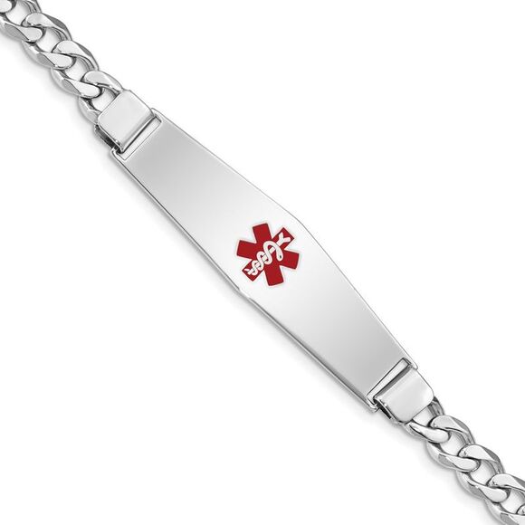 Kazi Luxury Sterling Silver Rhodium-plated Medical ID Curb Link Bracelet